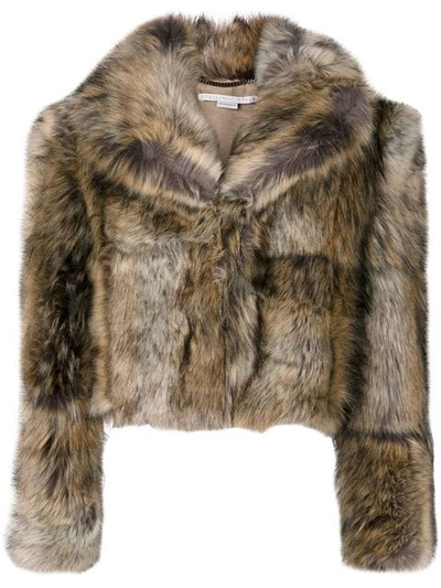 Stella Mccartney Masha Faux-fur Chubby Cropped Coat, Gray Fox In Grey
