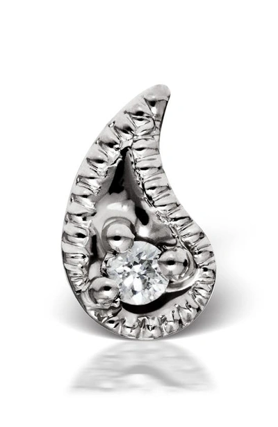 Maria Tash Diamond Paisley Threaded Stud Earring In White Gold/ Diamond - Right