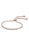 Monica Vinader Stellar Pave Diamond Mini Bar Bracelet In Champagne Diamond/ Rose Gold