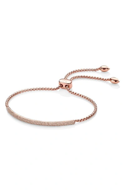 Monica Vinader Stellar Pave Diamond Mini Bar Bracelet In Champagne Diamond/ Rose Gold
