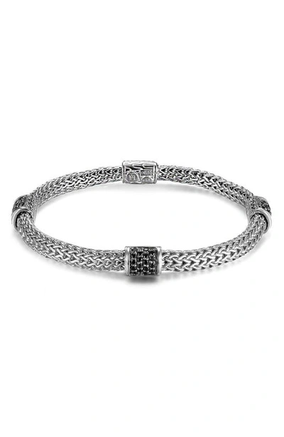 John Hardy Classic Chain Lava Rope Bracelet In Silver/ Black Sapphire