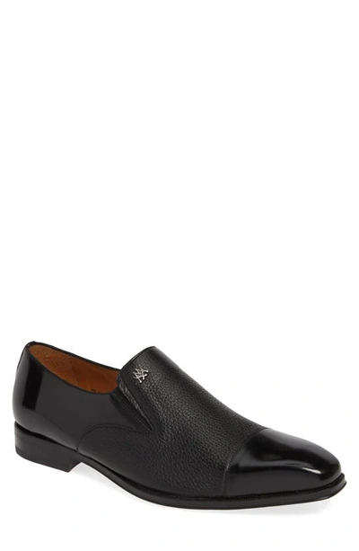 Mezlan Milani Cap Toe Slip-on In Black Leather/ Deerskin