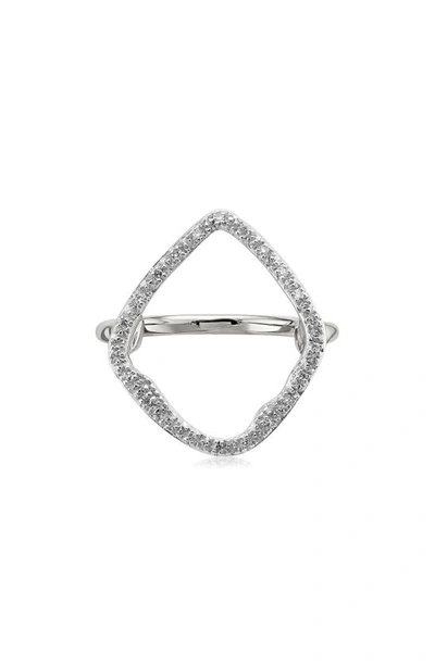 Monica Vinader Riva Hoop Diamond Ring In Silver