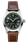 Hamilton Khaki Field Automatic Leather Strap Watch, 38mm In Brown/ Black/ Silver