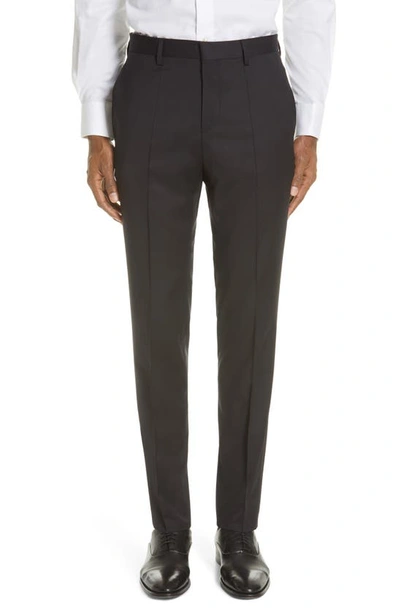 Hugo Boss Genesis Flat Front Wool Dress Pants In Black