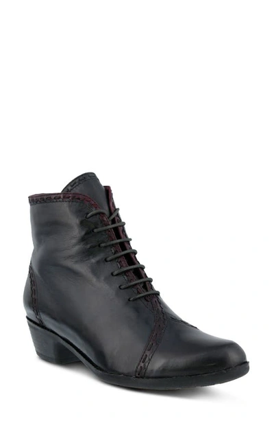 Spring Step Jaru Lace-up Bootie In Gray Leather