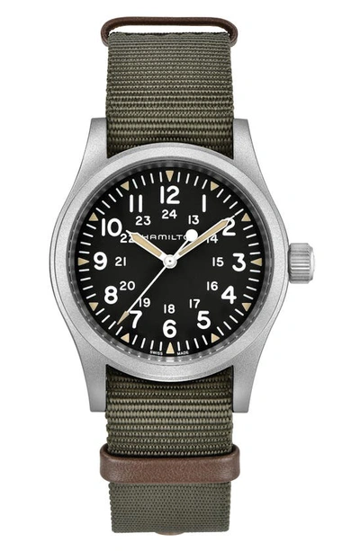 Hamilton Khaki Field Mechanical Nato Strap Watch, 38mm In Green/ Black/ Silver