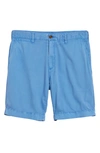 Faherty Cloud Cotton Harbor Flat Front Shorts In Faded Cobalt