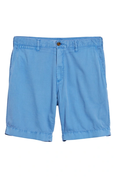 Faherty Cloud Cotton Harbor Flat Front Shorts In Faded Cobalt