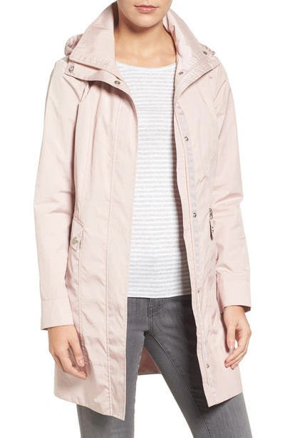 Cole Haan Signature Back Bow Packable Hooded Raincoat In Canyon Rose