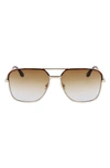 Victoria Beckham 59mm Gradient Aviator Sunglasses In Gold/ Brown Grey Gradient