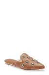Kurt Geiger Olive Embroidered Mule In Light Brown Leather
