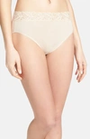 Wacoal Cotton Suede Lace Trim High Cut Briefs In Naturally Nude