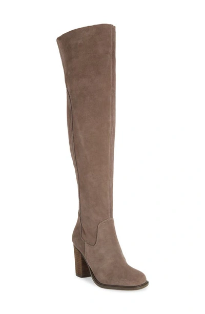 Kelsi Dagger Brooklyn Logan Over The Knee Boot In Warm Grey Suede