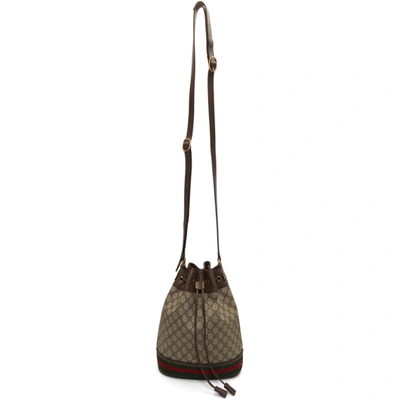 Gucci Brown Gg Supreme Ophidia Bucket Bag In 8745 Brown