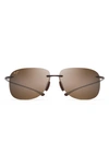 Maui Jim Hikina 62mm Polarized Round Sunglasses In Matte Rootbeer/ Bronze