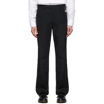 Raf Simons Black Wool Horizontal Cut Straight-leg Trousers In 00099 Black