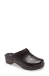 Swedish Hasbeens Husband Clog In Dark Brown Croco