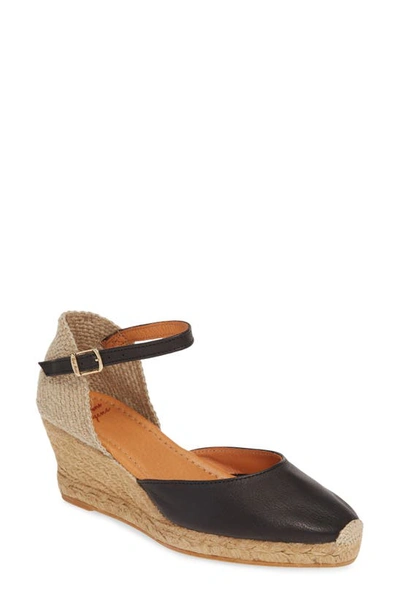 Toni Pons Costa Wedge Sandal In Black Leather