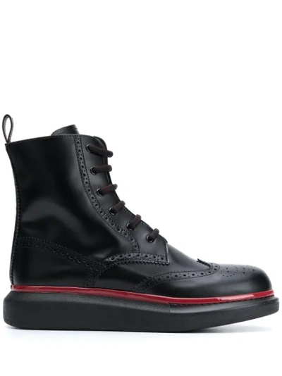 Alexander Mcqueen Black Hybrid Brogue Boots