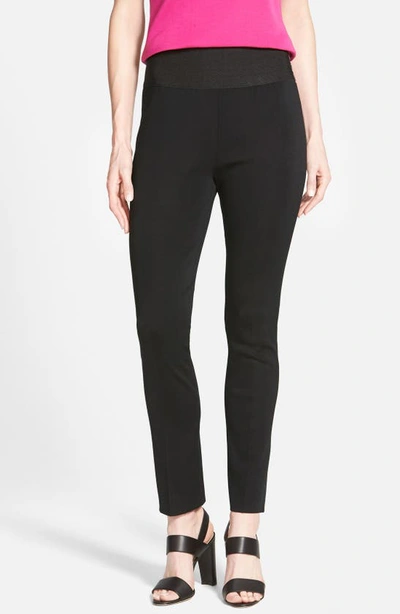 Ming Wang Slim Knit Pants In Black