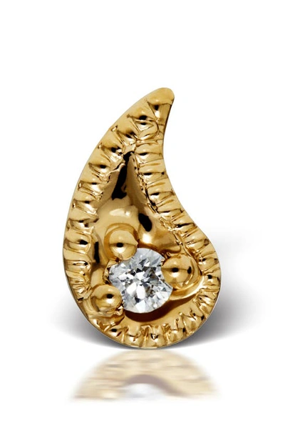 Maria Tash Diamond Paisley Threaded Stud Earring In Yellow Gold/ Diamond - Right