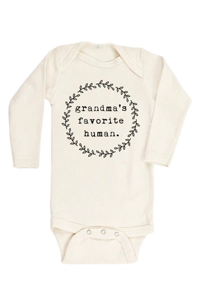 Tenth & Pine Babies' Grandma's Favorite Human Organic Cotton Bodysuit In Natural