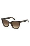 Marc Jacobs 54mm Cat Eye Sunglasses In Havana Brown Gold/ Brown Grad