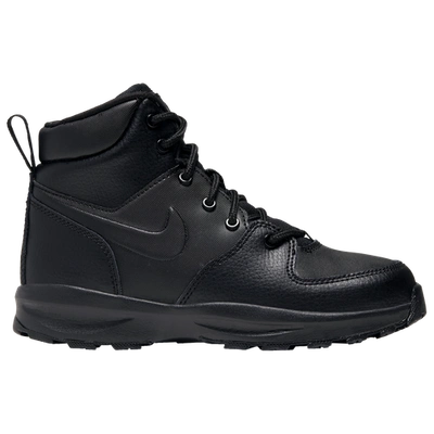 Nike Big Kids' Manoa Leather Boots In Black/black/black