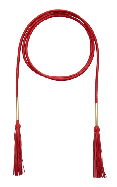 Carolina Herrera Tubular Leather Belt In Red
