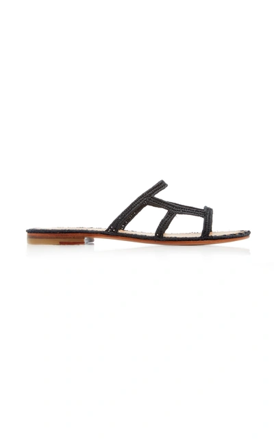 Carrie Forbes Zineb Raffia Slide-on Sandals In Black