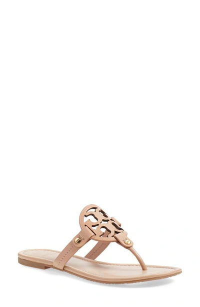 Tory Burch Miller Leather Thong Sandals In Light Makeup Leather