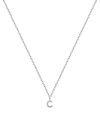 Meira T 14k White Gold Diamond Intial Pendant Necklace In Initial C