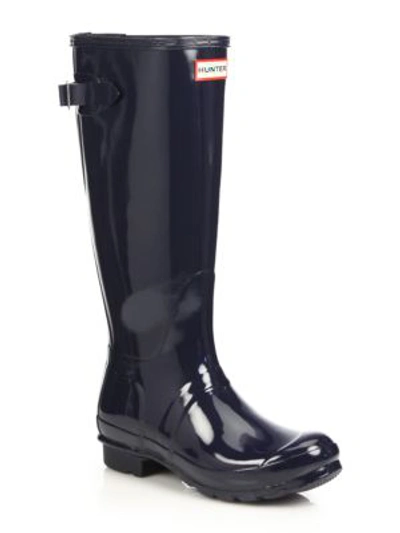 Hunter Original Back-adjustable Gloss Rain Boots In Navy