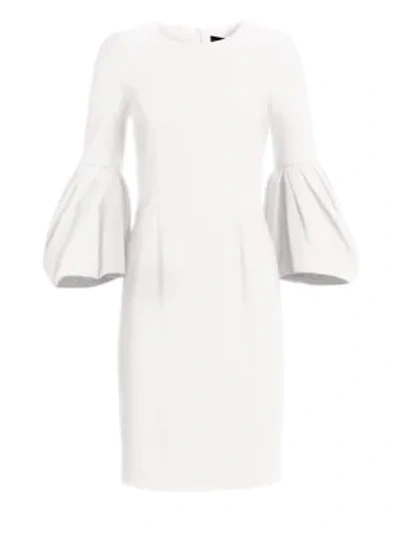 Carolina Herrera Blouson-sleeve Cocktail Sheath Dress In Ivory