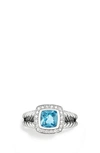 David Yurman Albion Petite Ring With Semiprecious Stone & Diamonds In Hampton Blue
