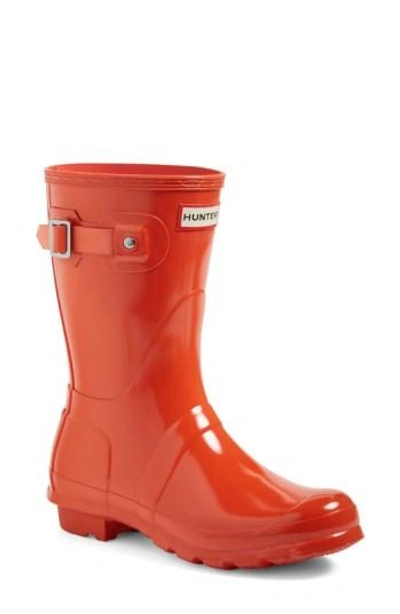 Hunter Original Short Gloss Orange Wellington Boot