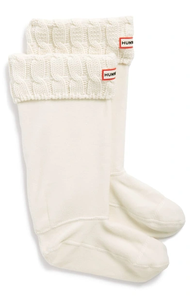 Hunter Original Tall Cable Knit Cuff Welly Boot Socks In Natural White