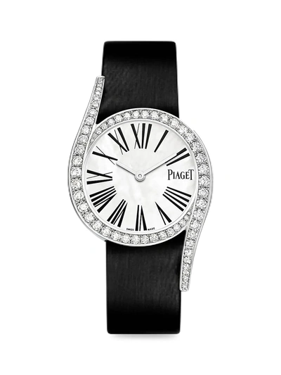 Piaget Women's Limelight Gala 18k White Gold & Diamond Black Satin Strap Watch