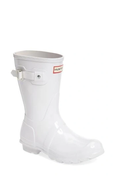 Hunter 'original Short' Gloss Rain Boot In White