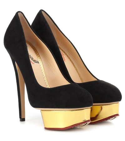 Charlotte Olympia Dolly Suede Platform Pumps In Black