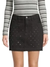 Frame Le Mini Embellished Denim Skirt In Silver Night