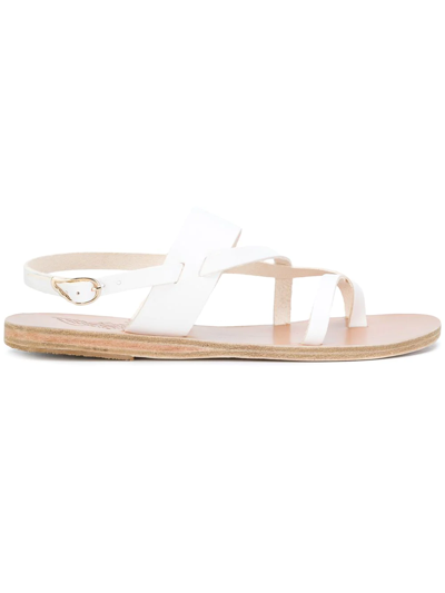 Ancient Greek Sandals White Leather Alethea Sandals