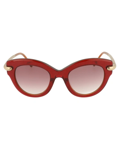 Pomellato Novelty 51mm Cat Eye Sunglasses In Red