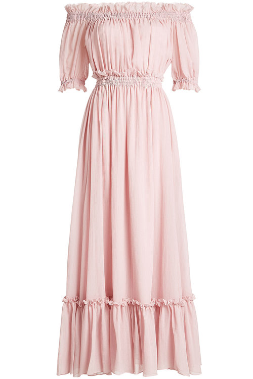 Alexander Mcqueen Off-shoulder Dress In Cotton And Silk In Pink | ModeSens
