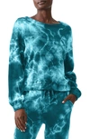 Michael Stars Ezra Tie Dye Crop Sweatshirt In Teal
