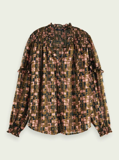 Scotch & Soda Abstract Print Blouse In Pink
