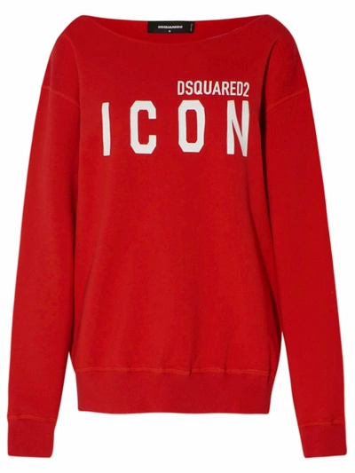 Dsquared2 Boat Neck Icon Sweatshirt In Red