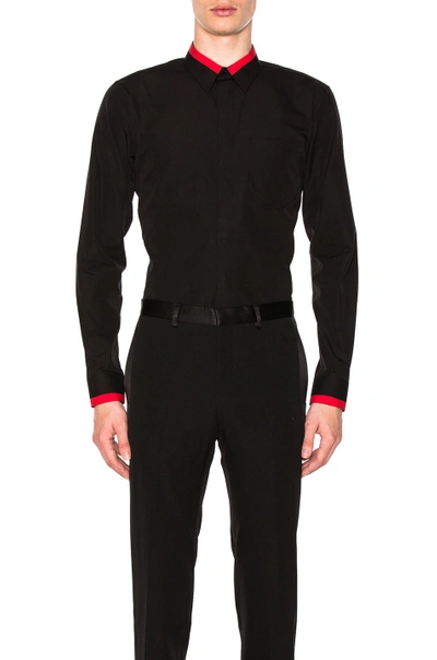 Givenchy Slim-fit Contrast-tipped Cotton-poplin Shirt In Black