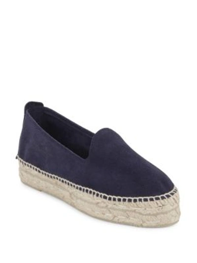 Manebi Hampton Suede Leather Espadrilles In Patriot Blue